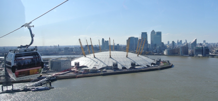 View across O2 and Financial District