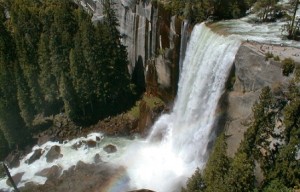view over waterfall in Yosemite National Park