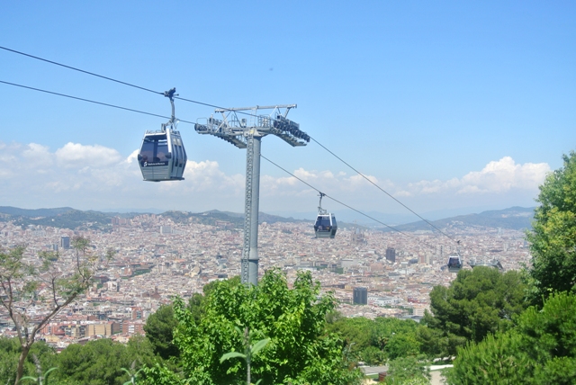 cable car and view over Barcelona