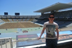 Inside the Olympic stadium in Barcelona