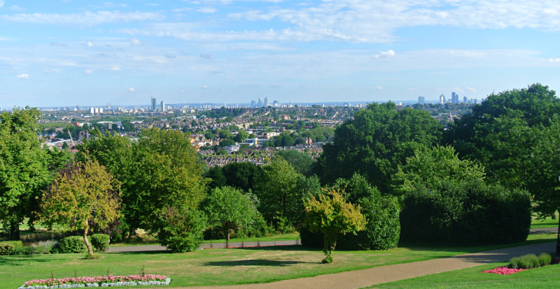 view over London from Alexandra Palace London