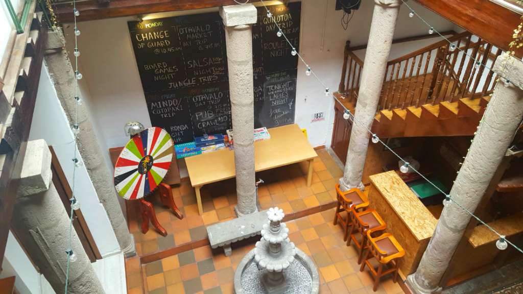 Common area in the Hump Day Hostel in Quito