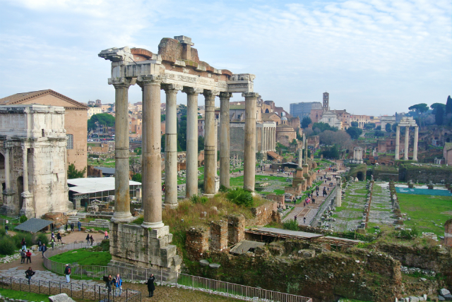 view over Roman Forum in Rome