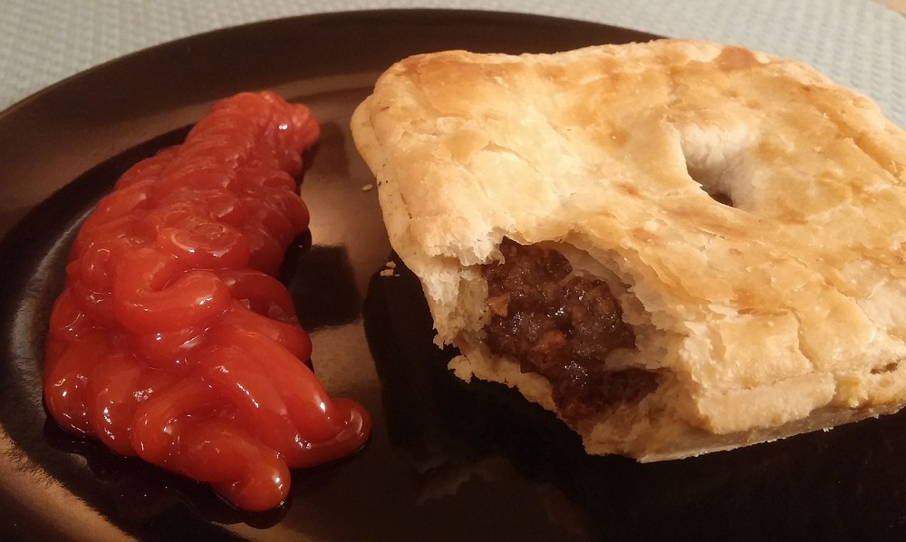 meat pie and ketchup in Australia