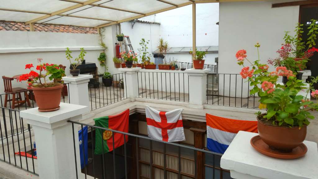 Roof terrace at the Hump Day Hostel in Quito