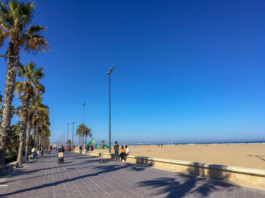 Beach promenade in Valencia